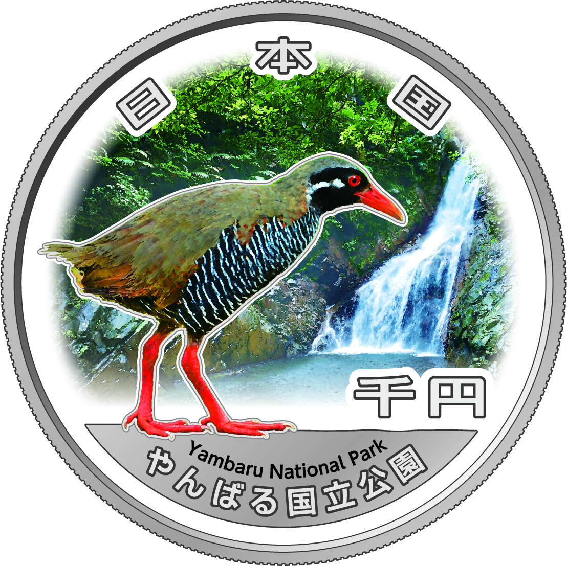 国立公園100周年記念1,000円銀貨・ヤンバルクイナの図柄